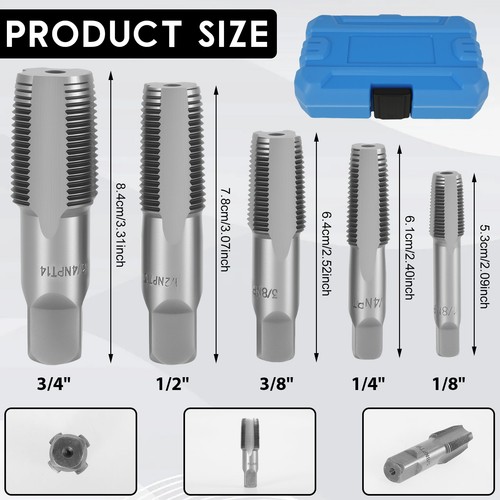 5Pcs NPT Pipe Tap Set Precision Threading Plumbing Tap Set for Plumbing ...