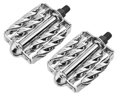 Lowrider Fahrrad Pedalen Set Double Square Twisted Chrom 1/2''