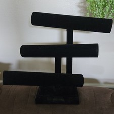 Black Velvet/Flocking Multi-Tier 3-Tier T-Bar Bracelet Display Stand