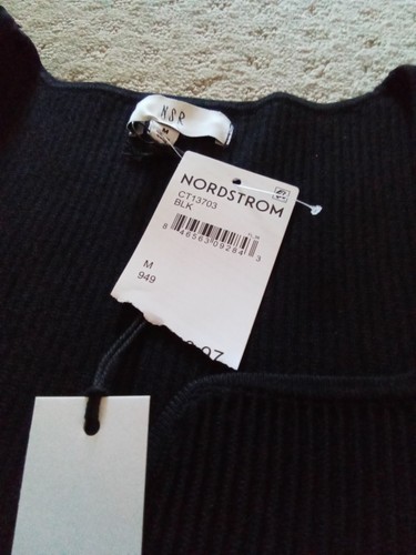 NSR Black Ribbed Top Sweater Size M / S Nordstrom Sweetheart Plunge New - Picture 4 of 6