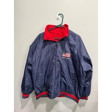 Vtg Reversible Patriotic USA American Flag Eagle Jacket Bomber Full Zip xl
