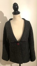 Joy dunkelgraue Strickjacke ,markanten Schalkragen ,weite Ärmel ,Größe M