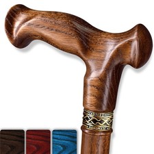 Handmade Ergonomic Wooden Walking Cane for Men Women Seniors Caramel 36 Inches