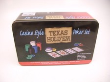 Poker Set - Texas Hold'em Casino Style in dekorativer Blechdose 