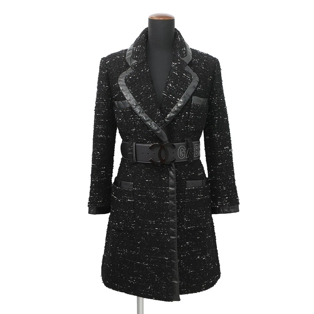 Chanel — CHANEL Tweed Coat Size 38 Acryl35%/Polyester23%/Nylon20%/Cotton11%/Wool 8%/R...