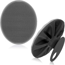 Silicone Body Cleansing Brush Exfoliating Scrubber Gray Black Gentle Massage