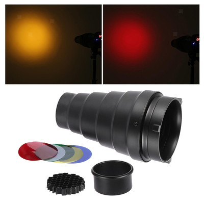 Konischer Snoot 5 Stück Farbgelfilter für Bowens Mount Strobe Monolight