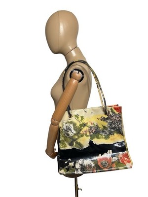 Vtg Roberto Cavalli Floral Print Plastic Tote Bag