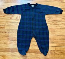 Vintage Medium 20 Lbs Oshkosh B  Gosh Plaid One Piece Sleeper Pajamas