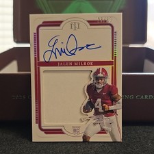 2025 Panini National Treasures Jalen Milroe Rookie Auto Patch /39 Alabama