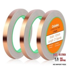 3 Pack Copper Foil Tape 1/2inch X 66 FT Copper Tape for Stained Glass, 3PCS