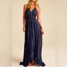 Venus Navy Blue dress with Gold Sequins size Medium Never Worn