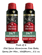 Old Spice Aluminum Free Body Spray for Men, Wolfthorn, 5.1 oz 2 Pack 