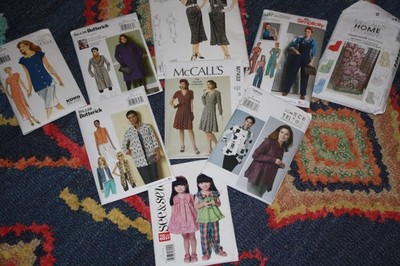 9 sewing patterns, some used, some new, contemporary & vintage styles