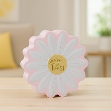 Biscuit Tin Daisy Flower Shaped Shortbread Mothers Day Gift Decor Reusable