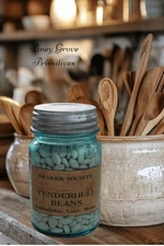 Primitive Style Pantry Dry Goods Antique Jar Shaker Tenderhull Beans Prop