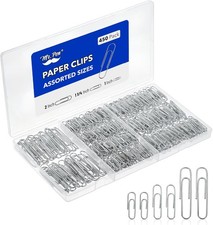 Silver Paper Clips 450-Piece Set Storage Box