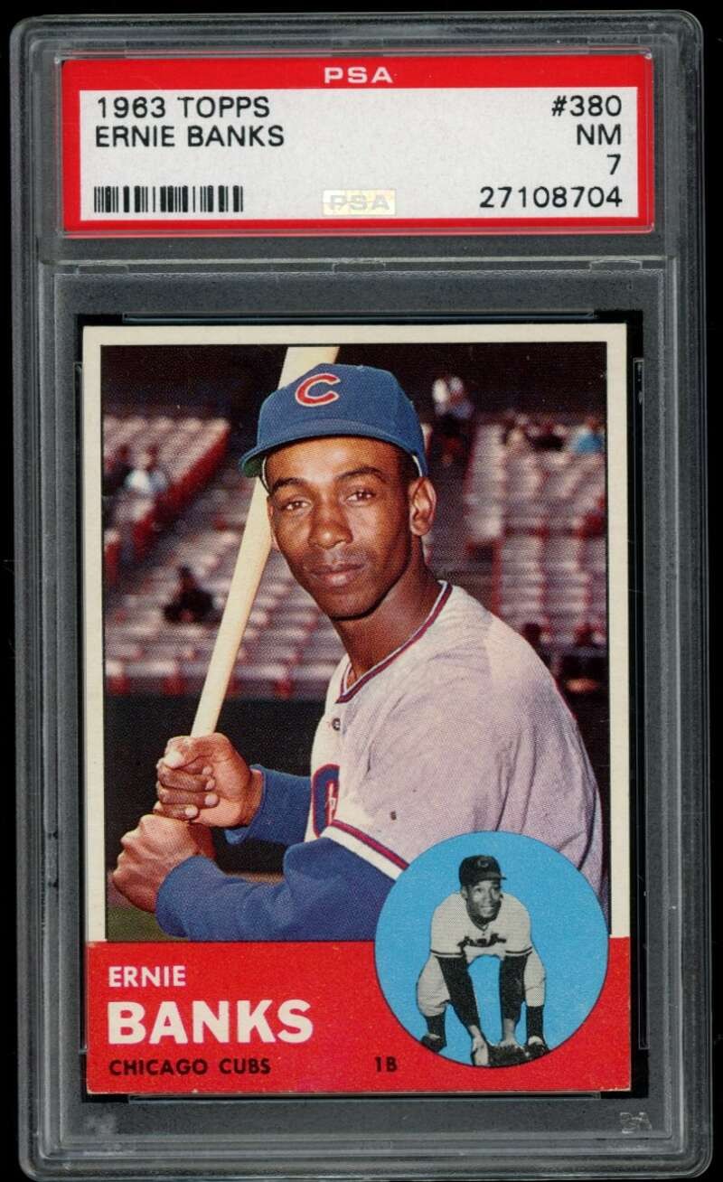 1963 Topps #380 Ernie Banks PSA 7 Chicago Cubs UER  (8704)