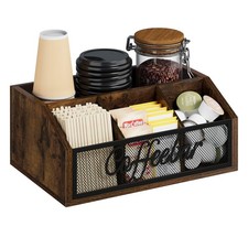 YINMIT Coffee Station Organizer for Countertop, Wood Coffee Bar Organizer wit...
