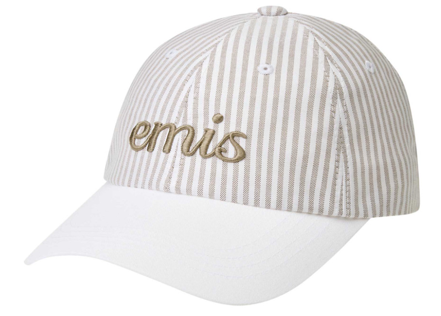 Korean Brand EMIS Stripe Ball Cap Unisex Casual Lifestyle Hat Beige NWT 15390₽