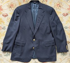 Polo Ralph Lauren Full Canvas Mr USA Made Navy Blazer 48R Brass Button SportCoat