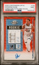 2020 Contenders Optic DESMOND BANE #126 Variation Auto Red Wave Rookie RC PSA 9