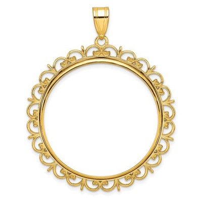 1 oz $50 American Gold Eagle Coin Bezel 32.7mm Ornate Prong 14k Yellow Gold