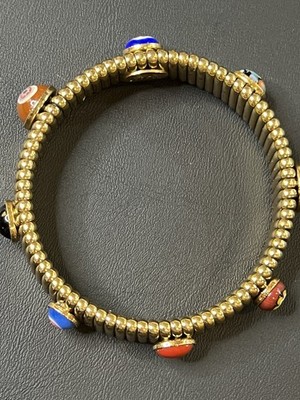 GAS Bijoux Paris Vintage Tubogas Stretch Bracelet Millefiore Glass Cabochons