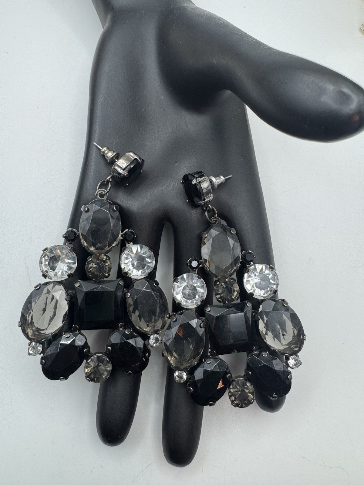 Statement Long Dangle Pierced Earrings Black- Smo… - image 7