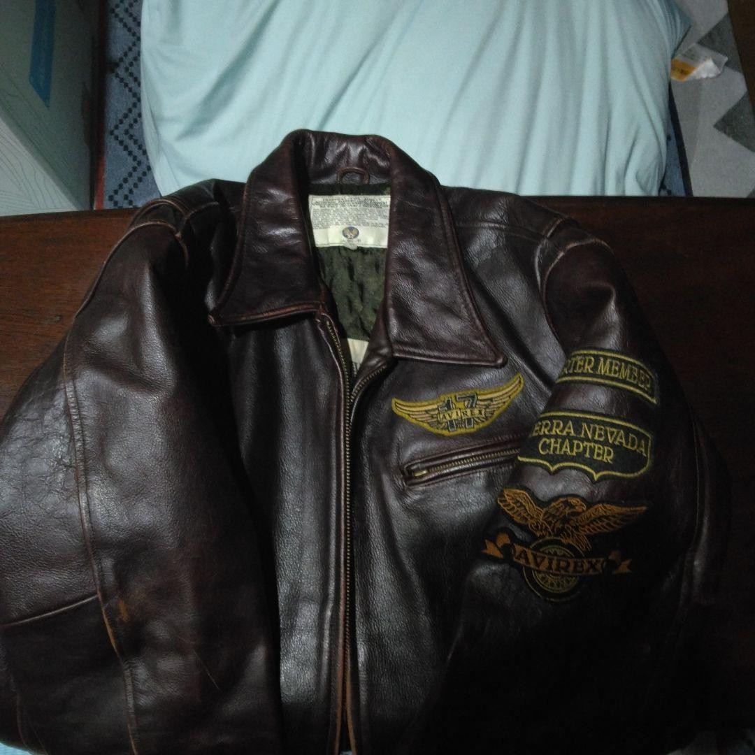 AVIREX Privateers Leather Jacket M Brown Width 59cm Length 67cm