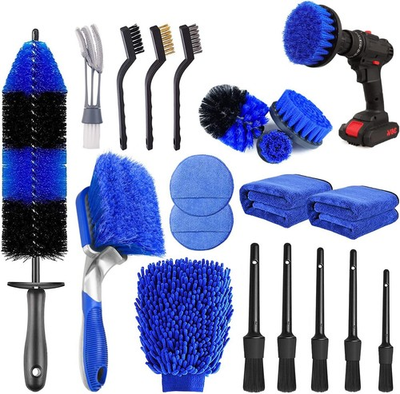 #ad 20Pcs Car Wheel Tire Detailing Brush Set Drill not include $18.32