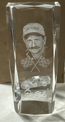 Dale Earnhardt Laser 3D Cut Glass NASCAR #3 Five Inch Tall Paper Weight EC!