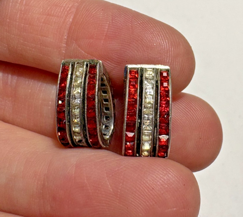 Vintage Red Ruby Cluster Crystal Rhinestones Ster… - image 2