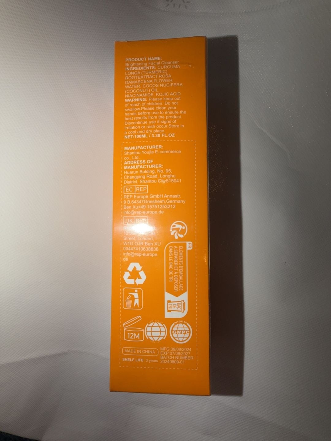 Brightening Facial Cleanser with Turmeric, Rose Water, and Kojic Acid (100ml), photo 3