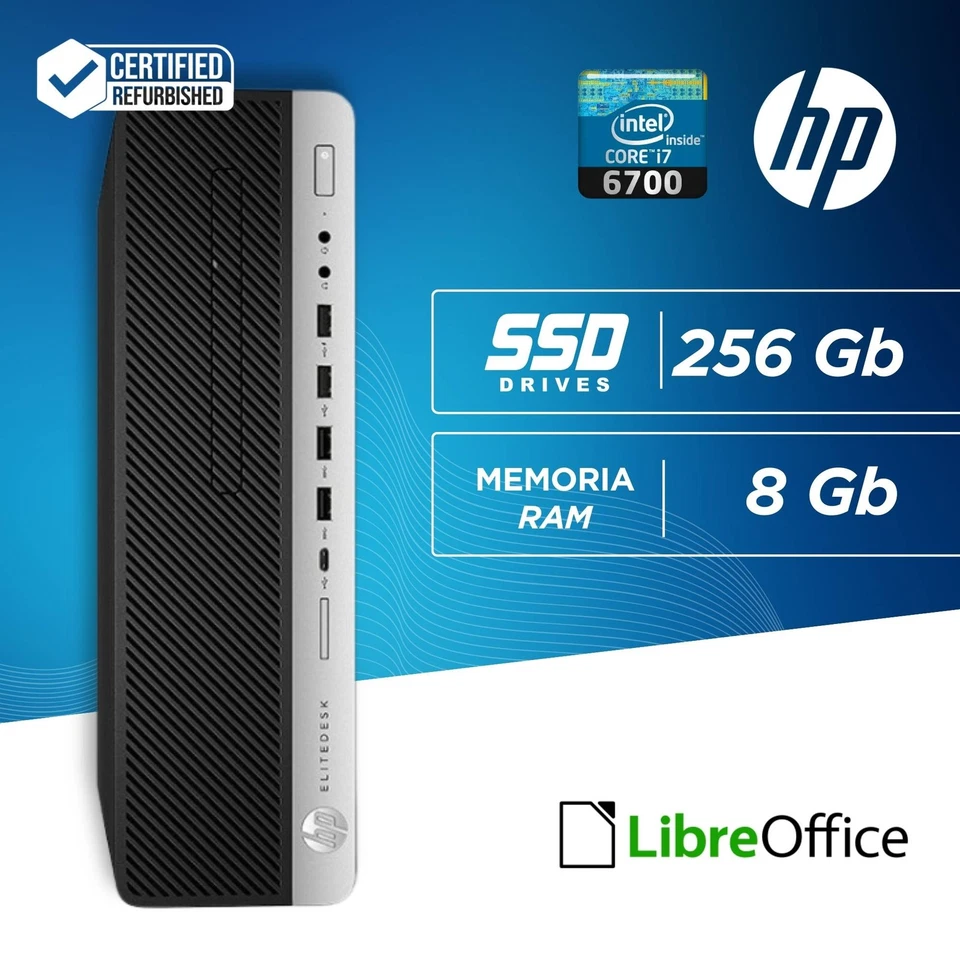 Pc Computer Desktop HP 800 G3 SFF i7-6700 8Gb 256Gb Win10 Pro Ricondizionato - Immagine 2 di 4
