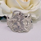 925 Sterling Silver Comedy Tragedy Mask Theater Band Ring, size 10.25