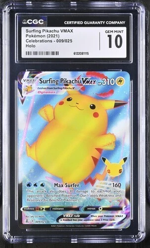 Surfing Pikachu VMAX *CGC 10* Holo *Celebrations* #9 *2021* Pokemon