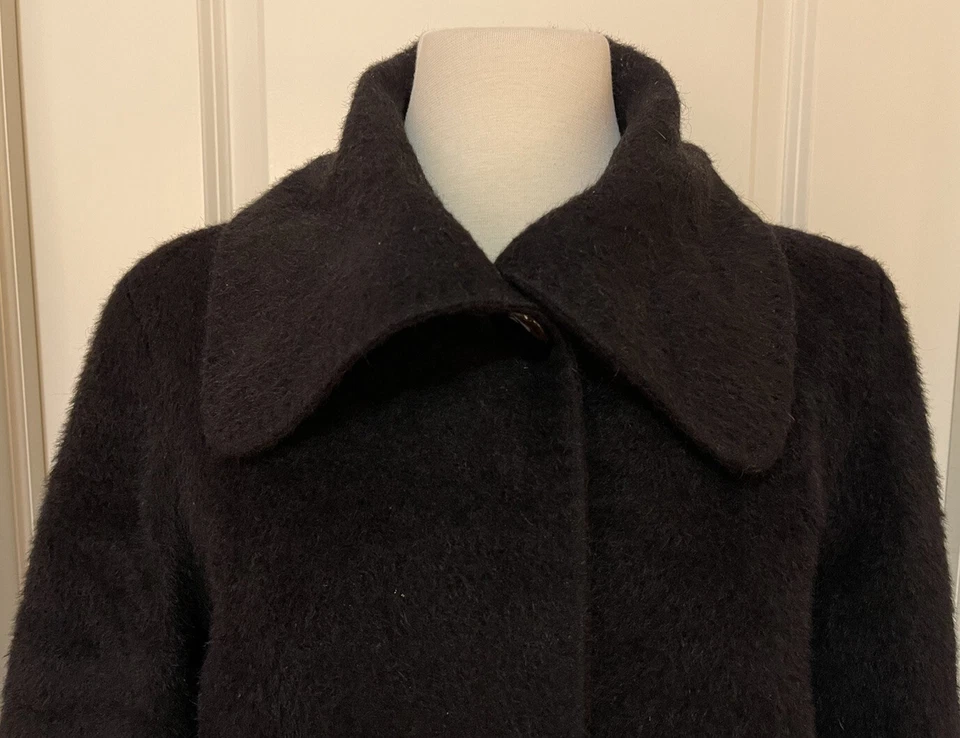 Abrigo Cinzia Rocca Due Lana/Alpaca Negro ~ Talla S-M-ÚNICO EN SU CLASE Foto 3 de 4