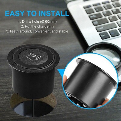 30W Wireless Charger Embedded Desktop Fast Wireless Charging Base Dual USB Port