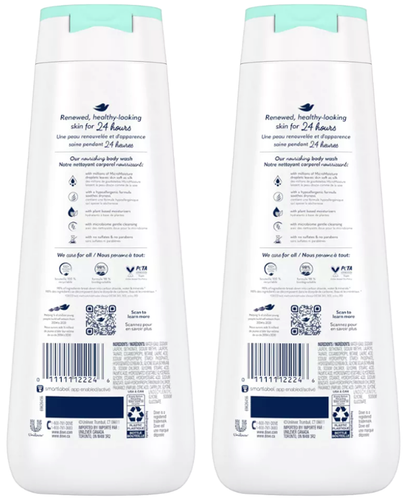 Dove Sensitive Skin Hypoallergenic Cleanser & Moisture Body Wash 20oz -Pack of 2 - Picture 2 of 2