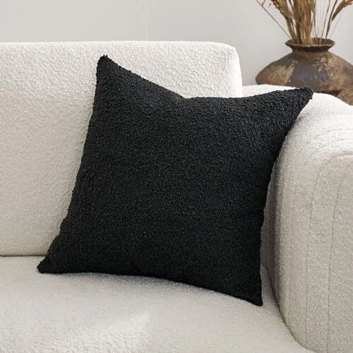 Boucle Pillow Covers 18x18 Black Pillow Covers Decorative Couch