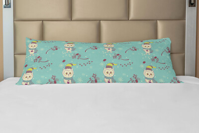 Owl Print Body Pillow Case Cover with Zipper Winter Bird in Snow