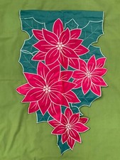NEW Poinsettia Christmas Garden Flag Green/Red/Gold 44 x 26  Inches