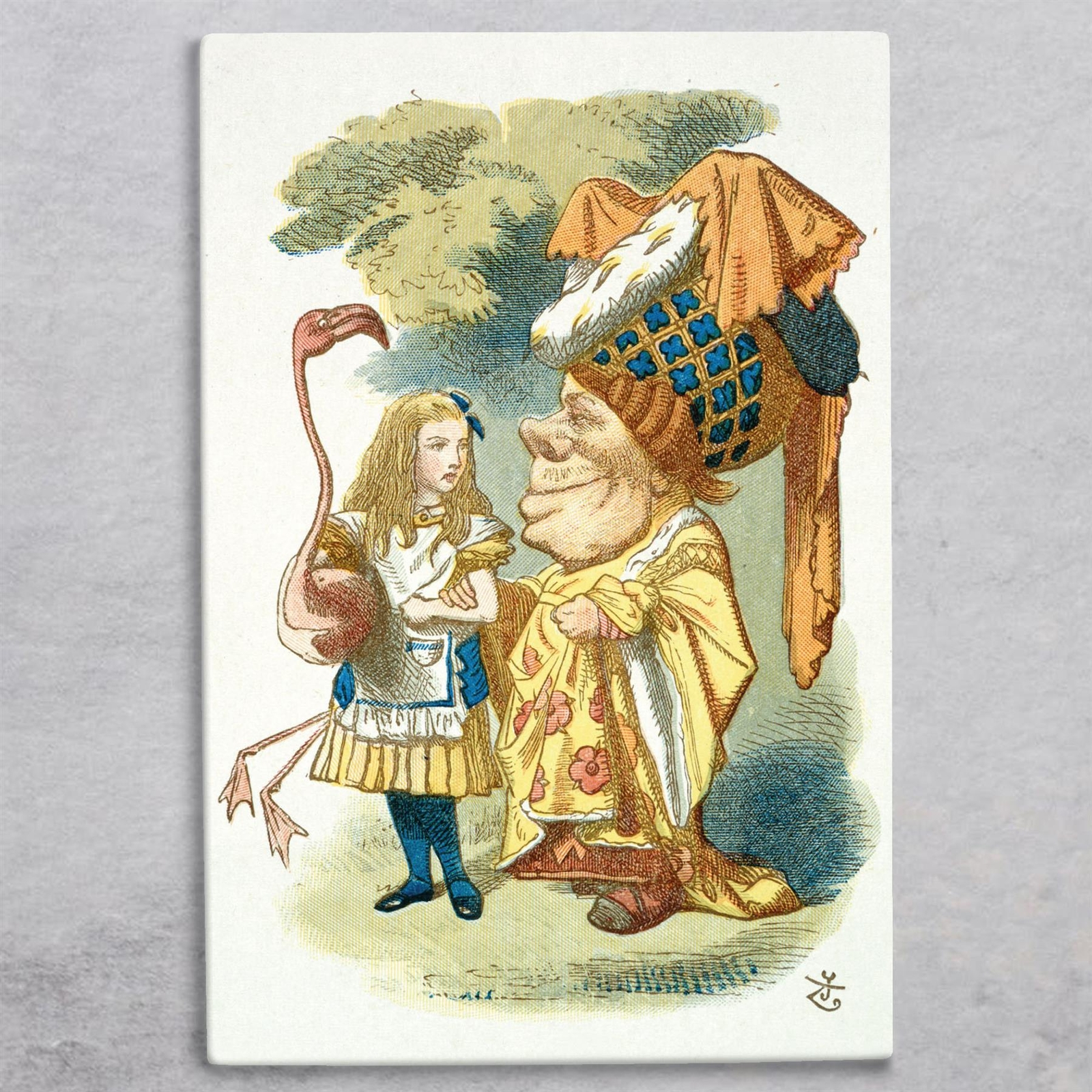 Flamingo & Duchess Alice In Wonderland Art Illustration On Ceramic Picture Tile