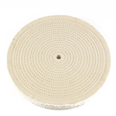 10'' x 1/2'' Arbor Hole - 60 Ply Spiral Sewn Polishing Muslin Cotton Buffing Wheel