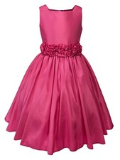 Girls Flower Girl Dress with Rolled Flower Waistband and Bolero