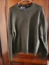 Vintage Mens Chaps Brown Sweater Size Large Cotton Long Sleeve Shirt