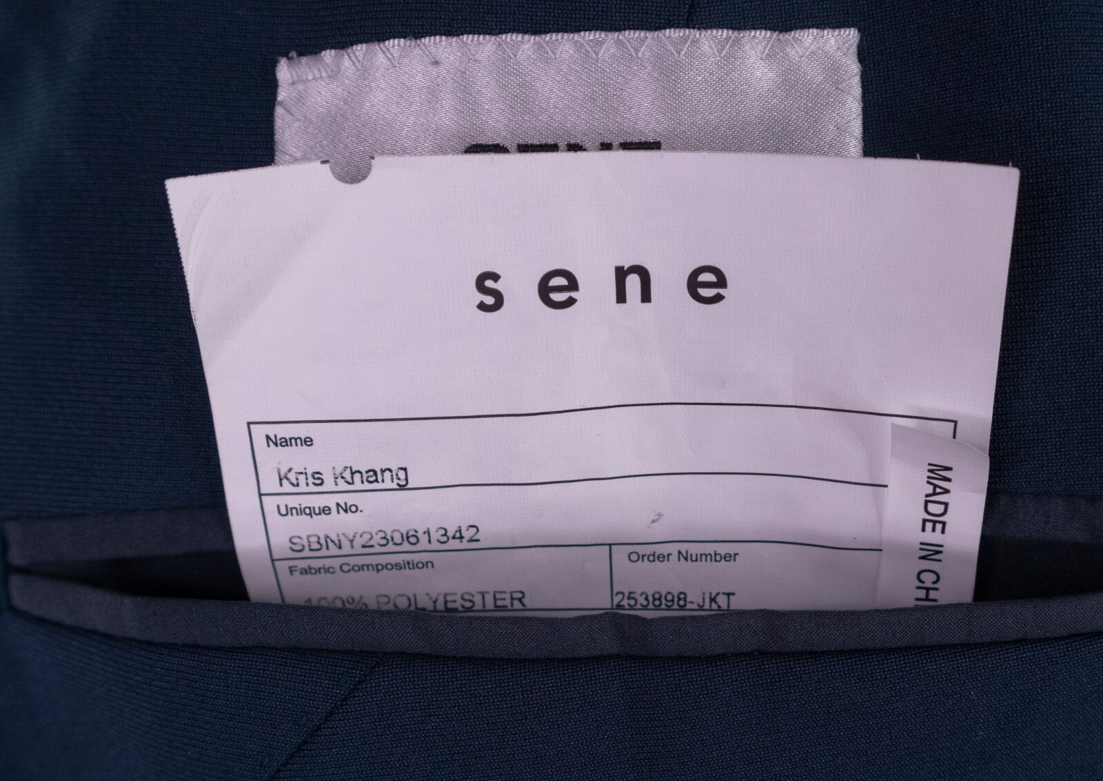 Sene Solid Blue Stretch 2-Pcs Blazer Jacket Sz 56… - image 11