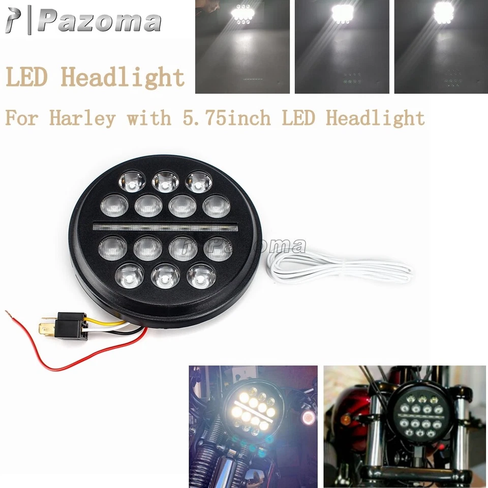 Круглая светодиодная фара дальнего и ближнего света 5-3/4 дюйма дневные ходовые огни для Harley Street Sportster - Изображение 2 из 4