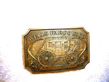 VINTAGE BELT BUCKLE WELLS FARGO  CO STAGE COACH SINCE 1852 AUTHORIZED BUCKLE